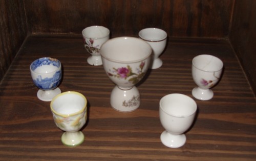 Some of the egg cups in Dan Perlman's collection at his closed doors restaurant in Buenos Aires