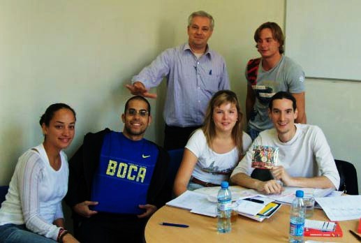 A happy Spanish class with Patricio, their teacher in Buenos Aires