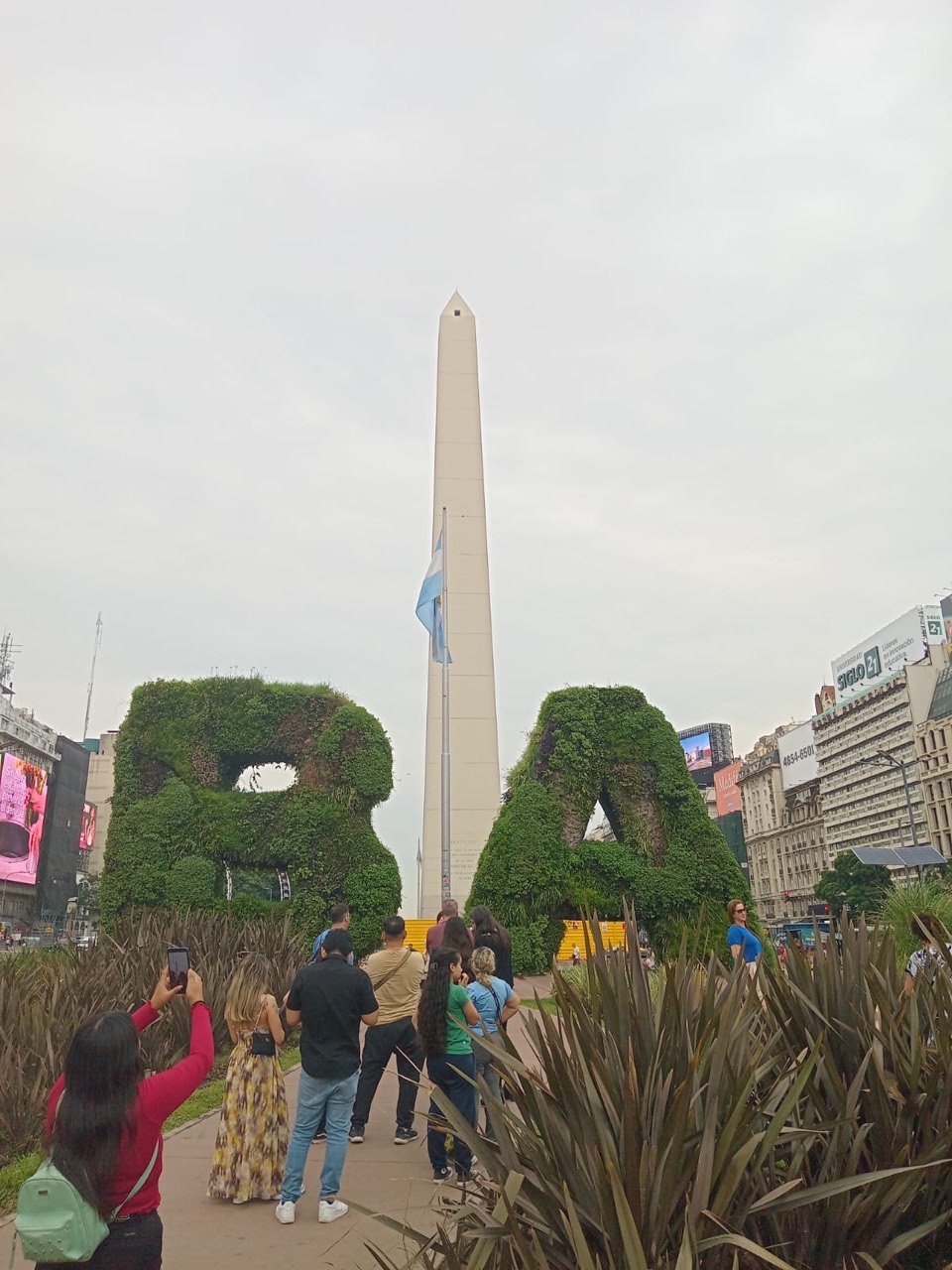 The Obelisk behind the BA topiary on Avenida 9 de Julio in Buenos Aires